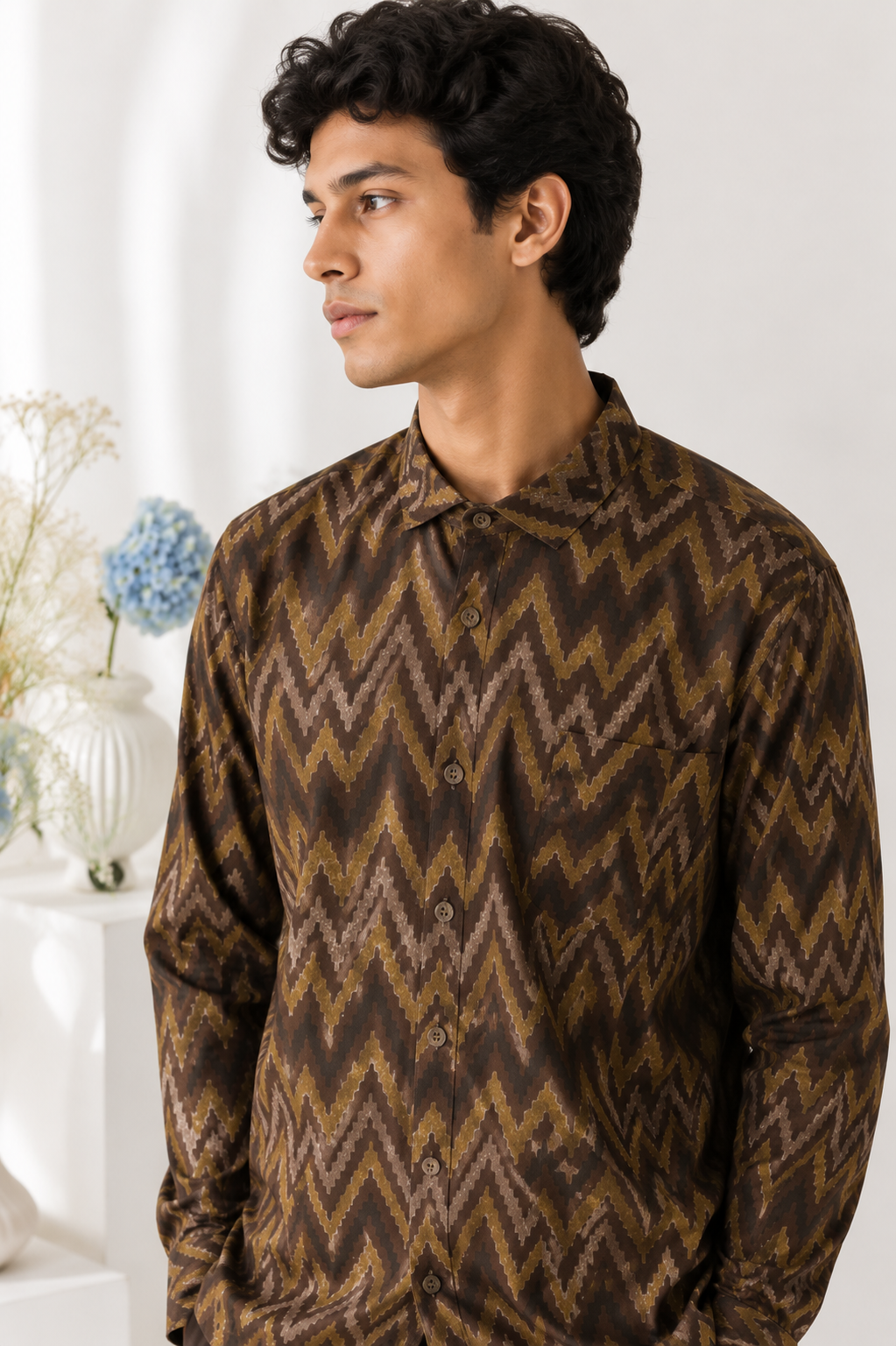 Earthy Chevron Printed Shirt