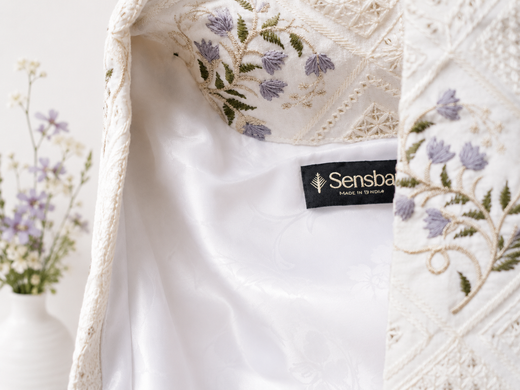 Ivory Floral Trench Coat