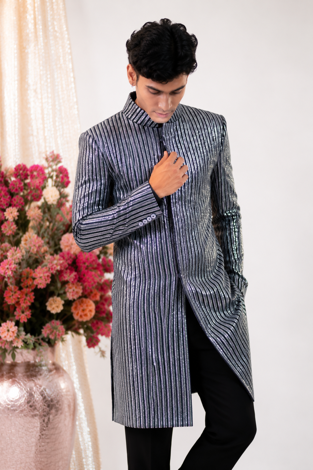 Sequin Party-wear Trench Coat