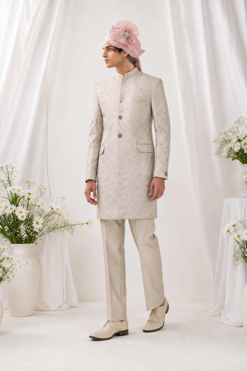 Ivory Pastel Sherwani