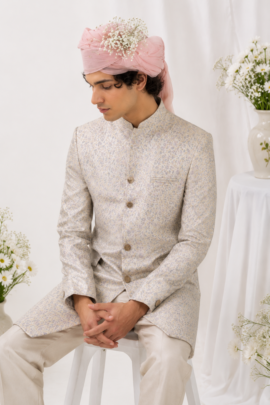 Ivory Pastel Sherwani