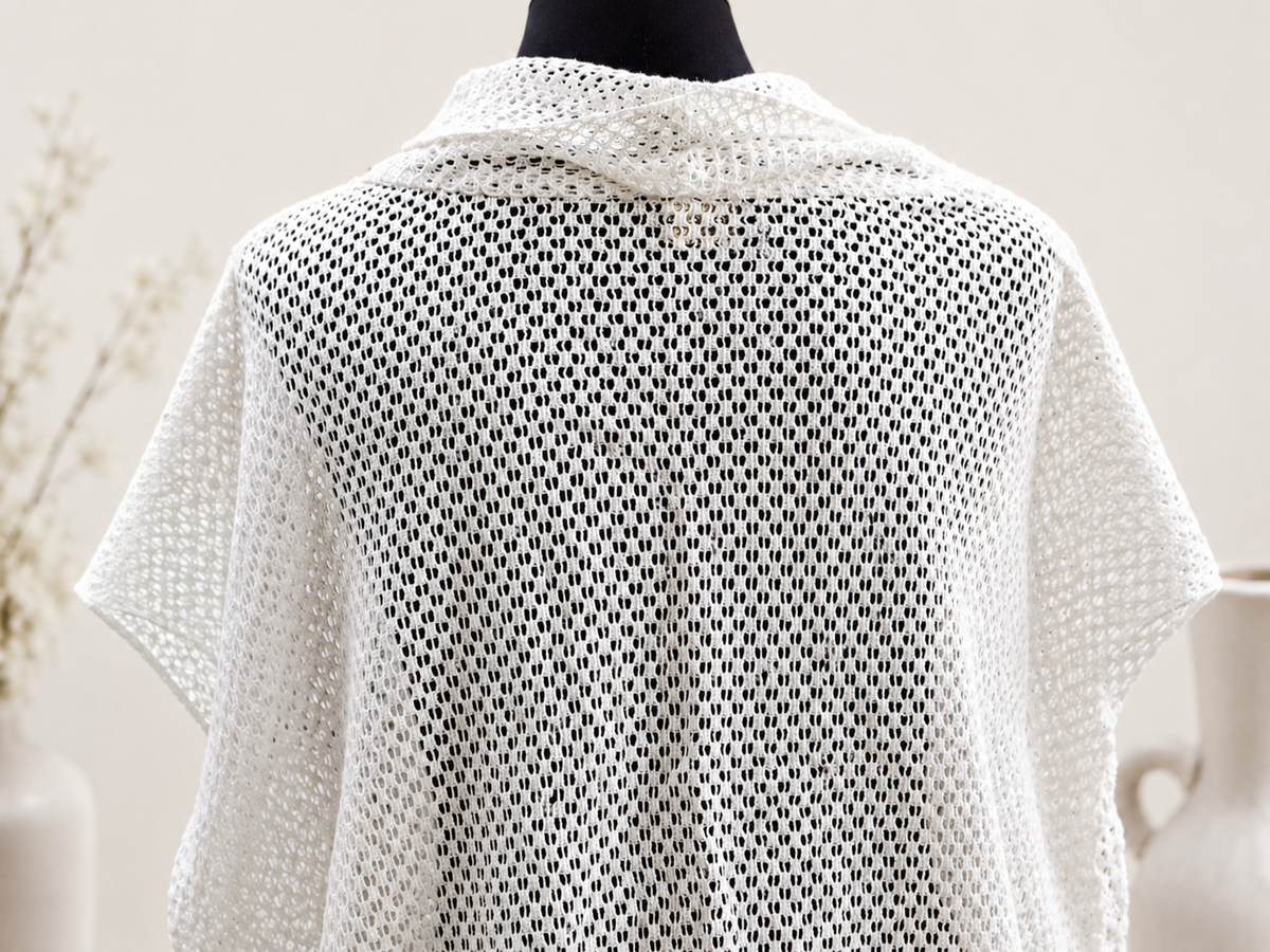 Mesh Fabric Cowl Neck Top