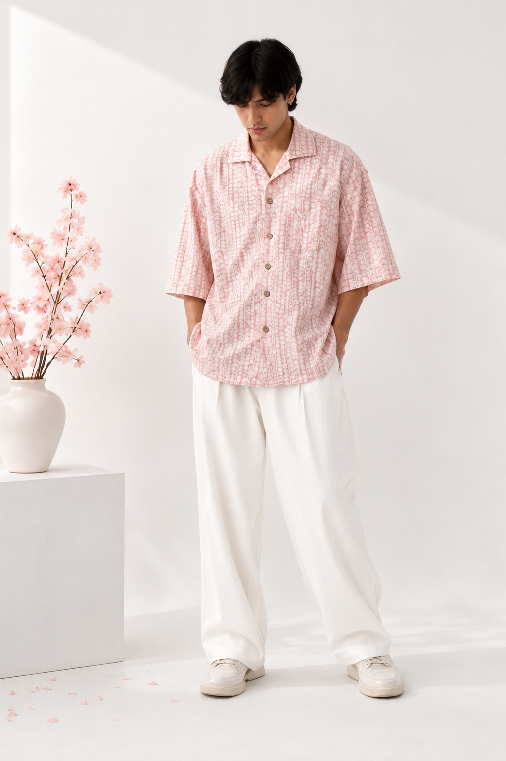 Pink Floral Oversized Shirt