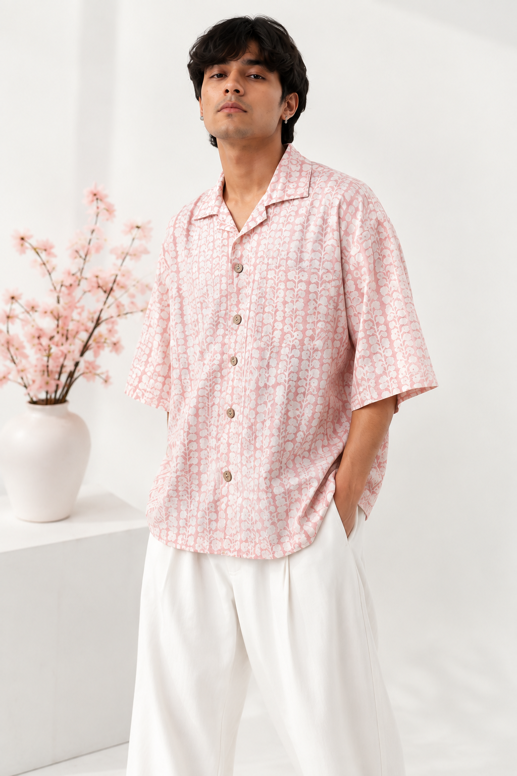 Pink Floral Oversized Shirt