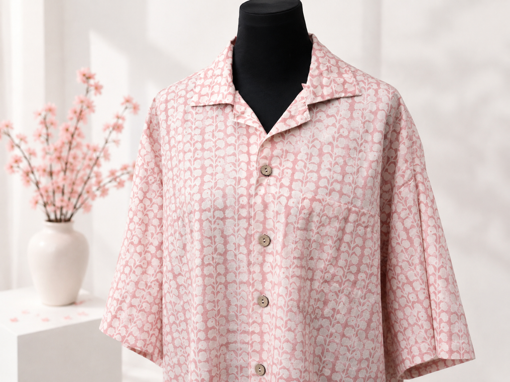 Pink Floral Oversized Shirt