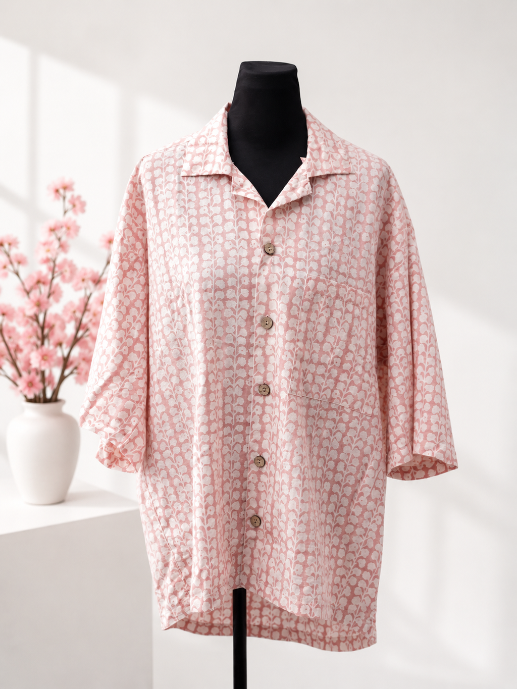 Pink Floral Oversized Shirt