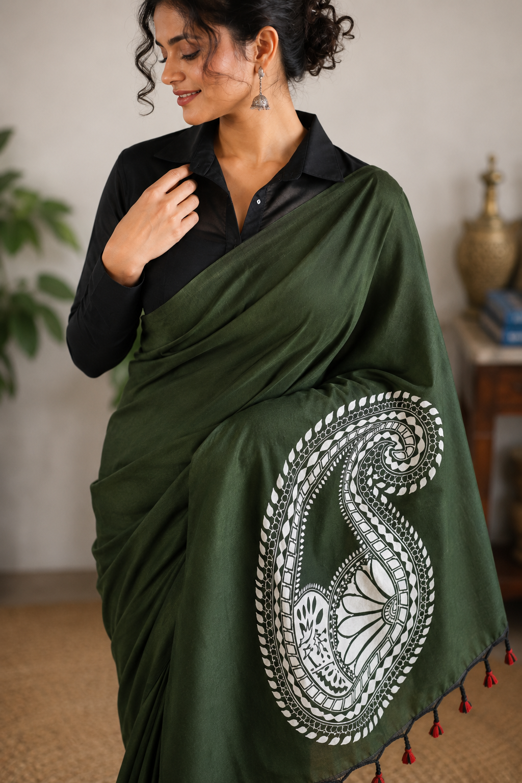 Paisley Hand-Painted Saree