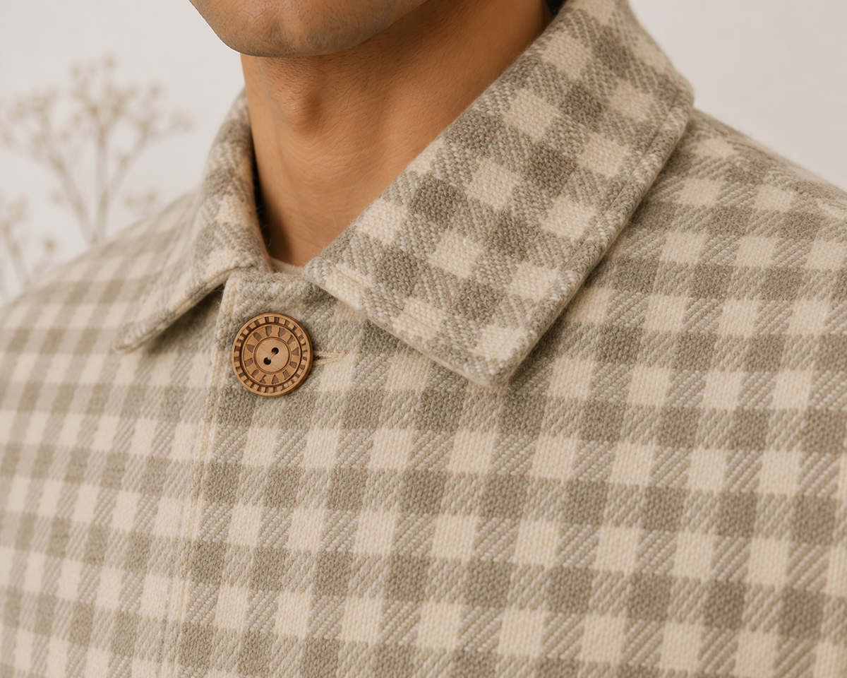 Himachali Heritage Check Trench Coat