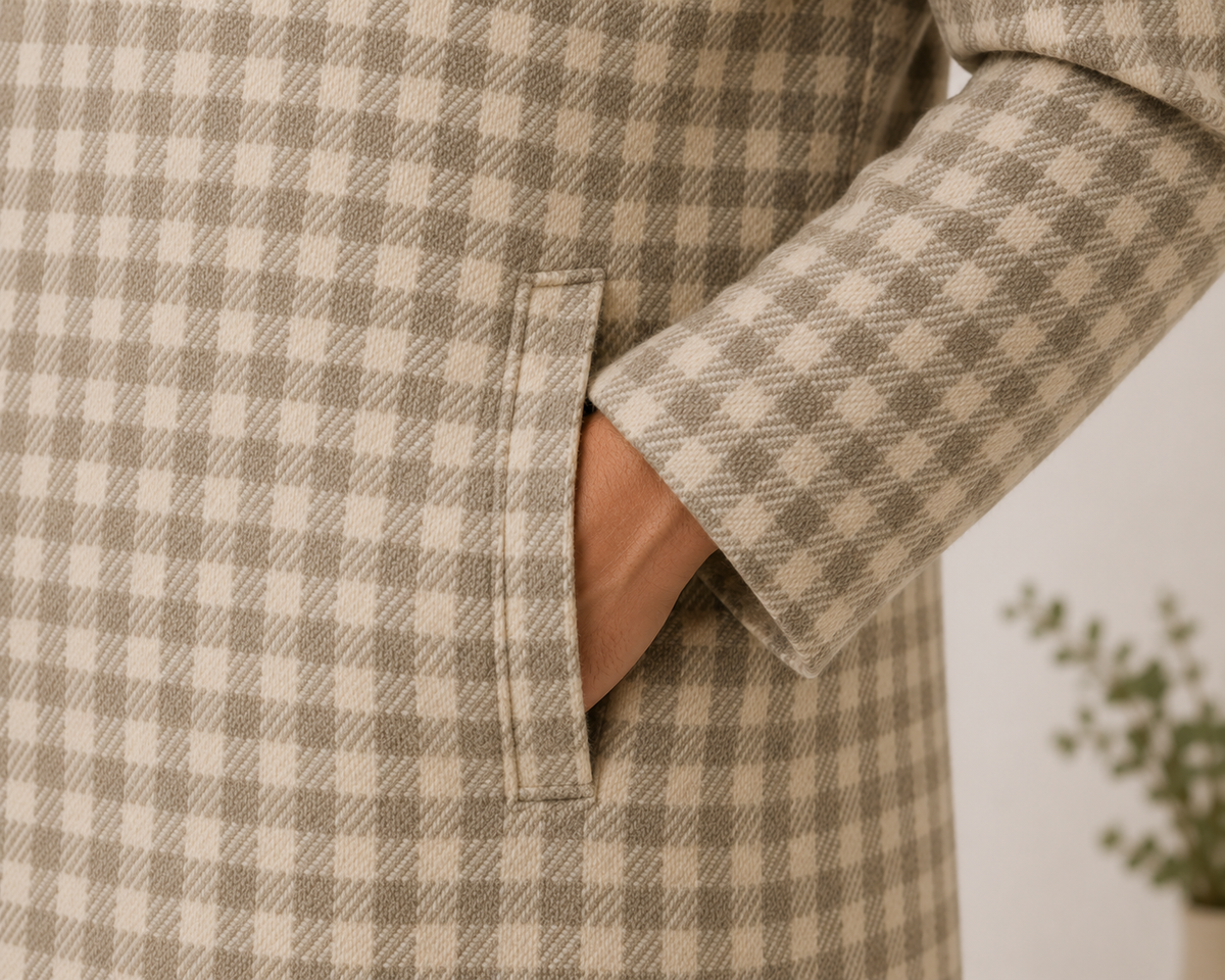 Himachali Heritage Check Trench Coat