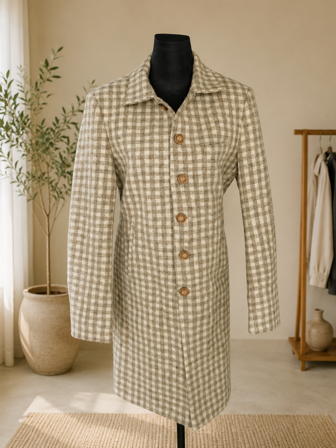 Himachali Heritage Check Trench Coat