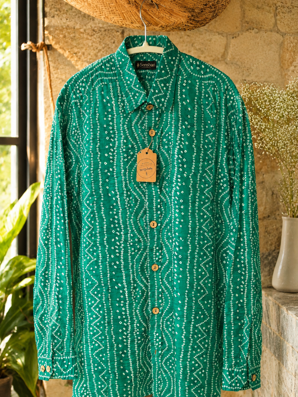 Emerald Green Bandhani Print Shirt