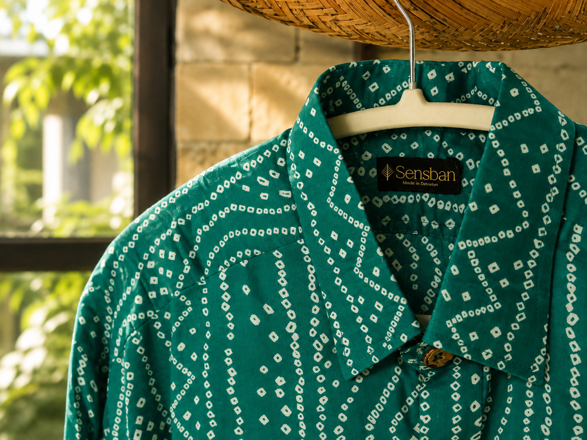 Emerald Green Bandhani Print Shirt