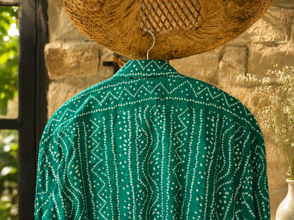 Emerald Green Bandhani Print Shirt