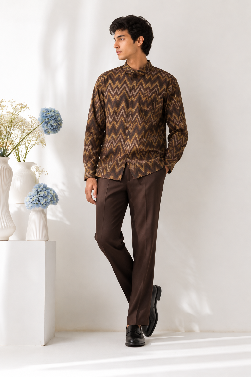 Earthy Chevron Printed Shirt