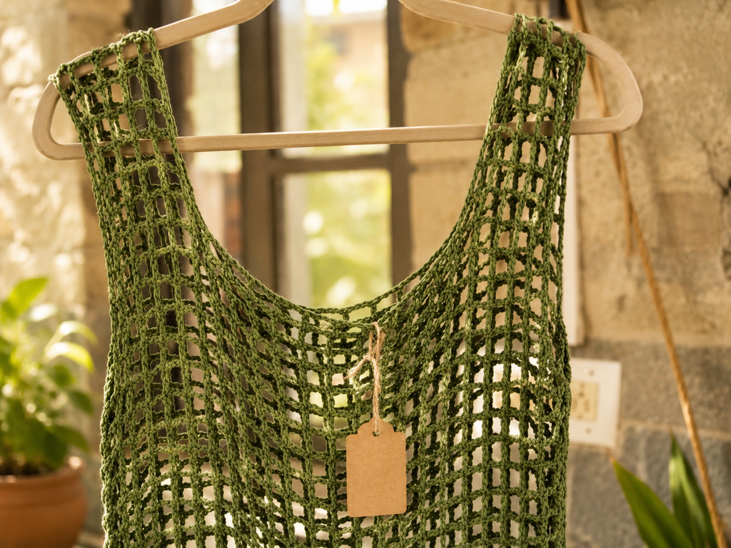 Olive Open-Knit Crochet Tank Top