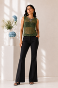 Olive Open-Knit Crochet Tank Top