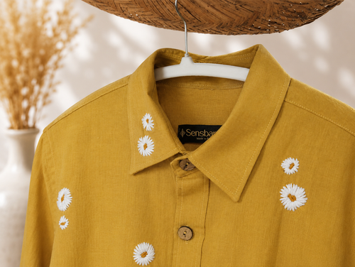 100 % Organic Cotton Shirt with Hand Embroidery