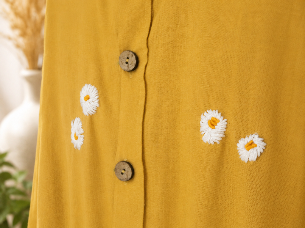 100 % Organic Cotton Shirt with Hand Embroidery