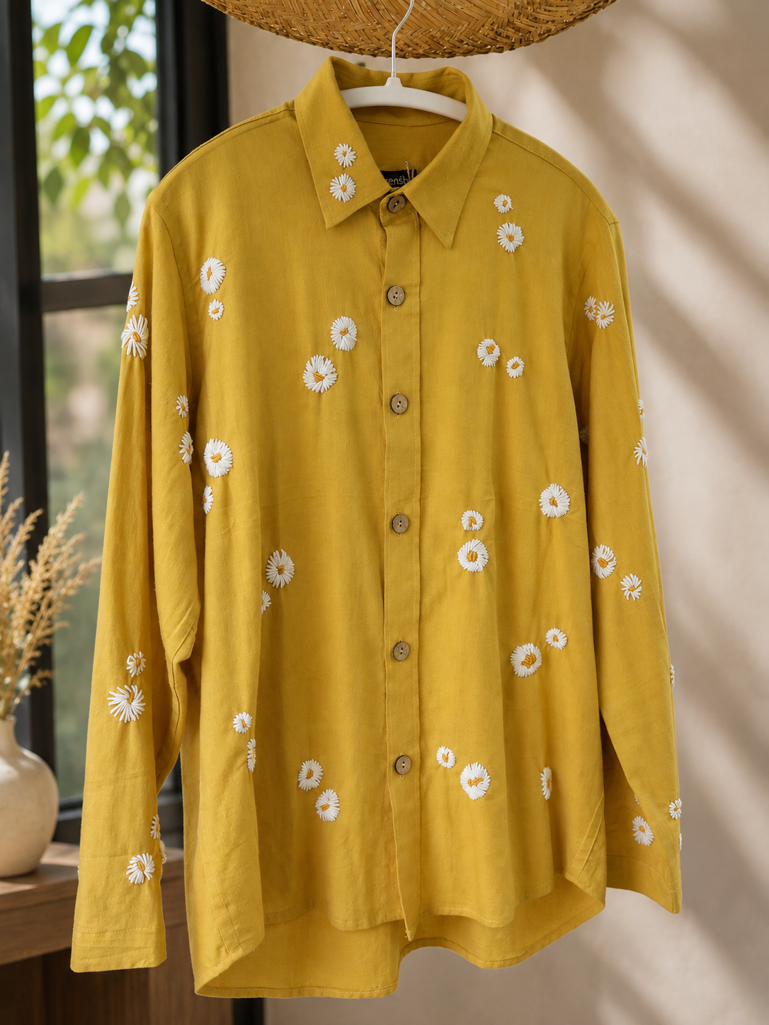 100 % Organic Cotton Shirt with Hand Embroidery