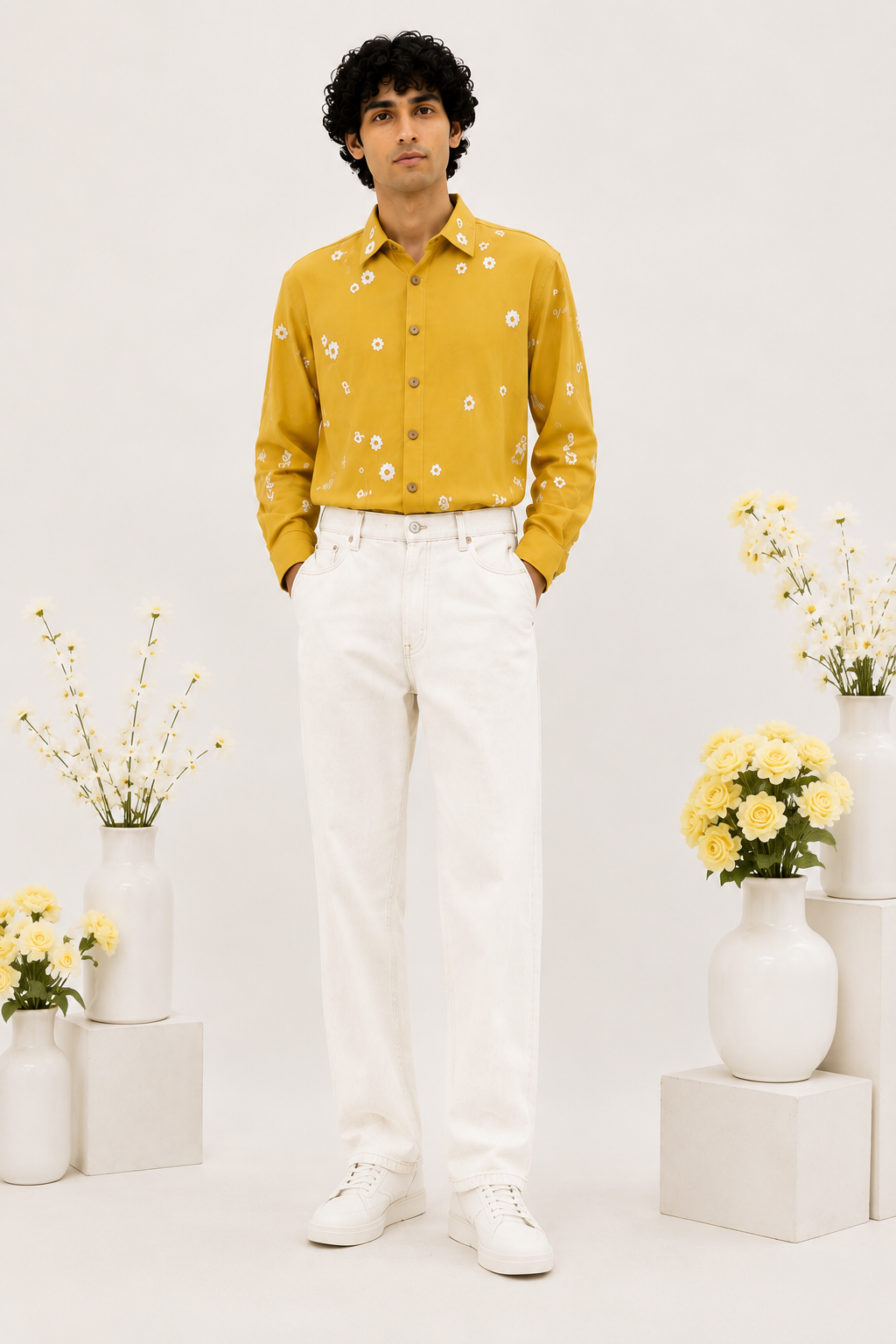 100 % Organic Cotton Shirt with Hand Embroidery
