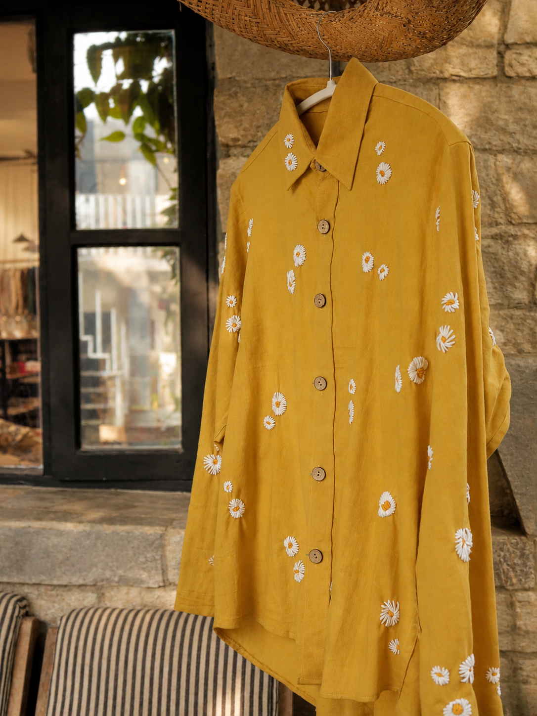 100 % Organic Cotton Shirt with Hand Embroidery