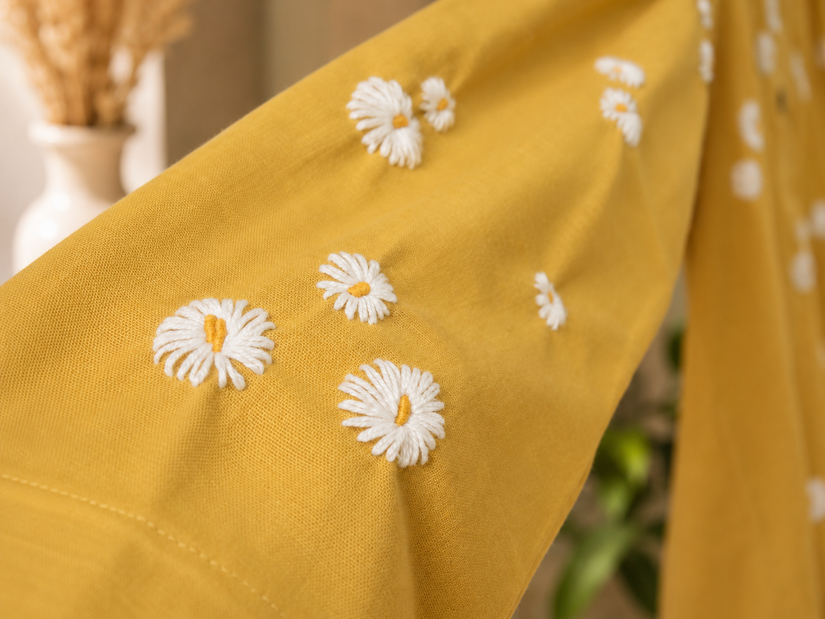 100 % Organic Cotton Shirt with Hand Embroidery