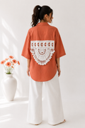 100% Organic Cotton Shirt with Hand Embroidery & Crochet work