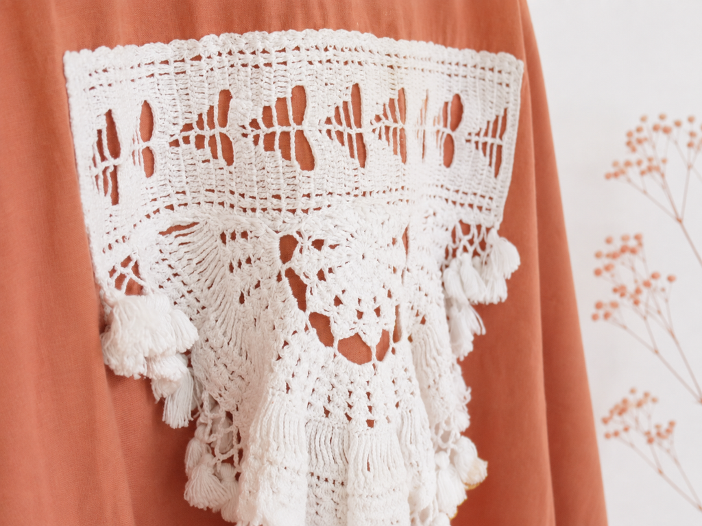 100% Organic Cotton Shirt with Hand Embroidery & Crochet work