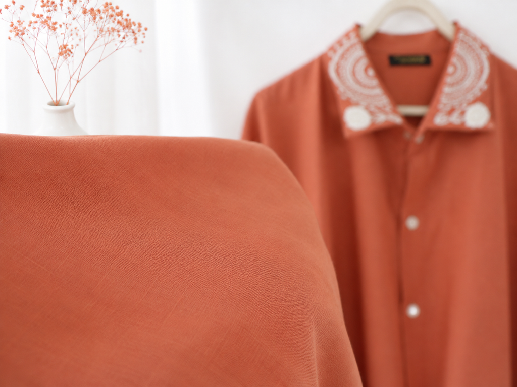 100% Organic Cotton Shirt with Hand Embroidery & Crochet work