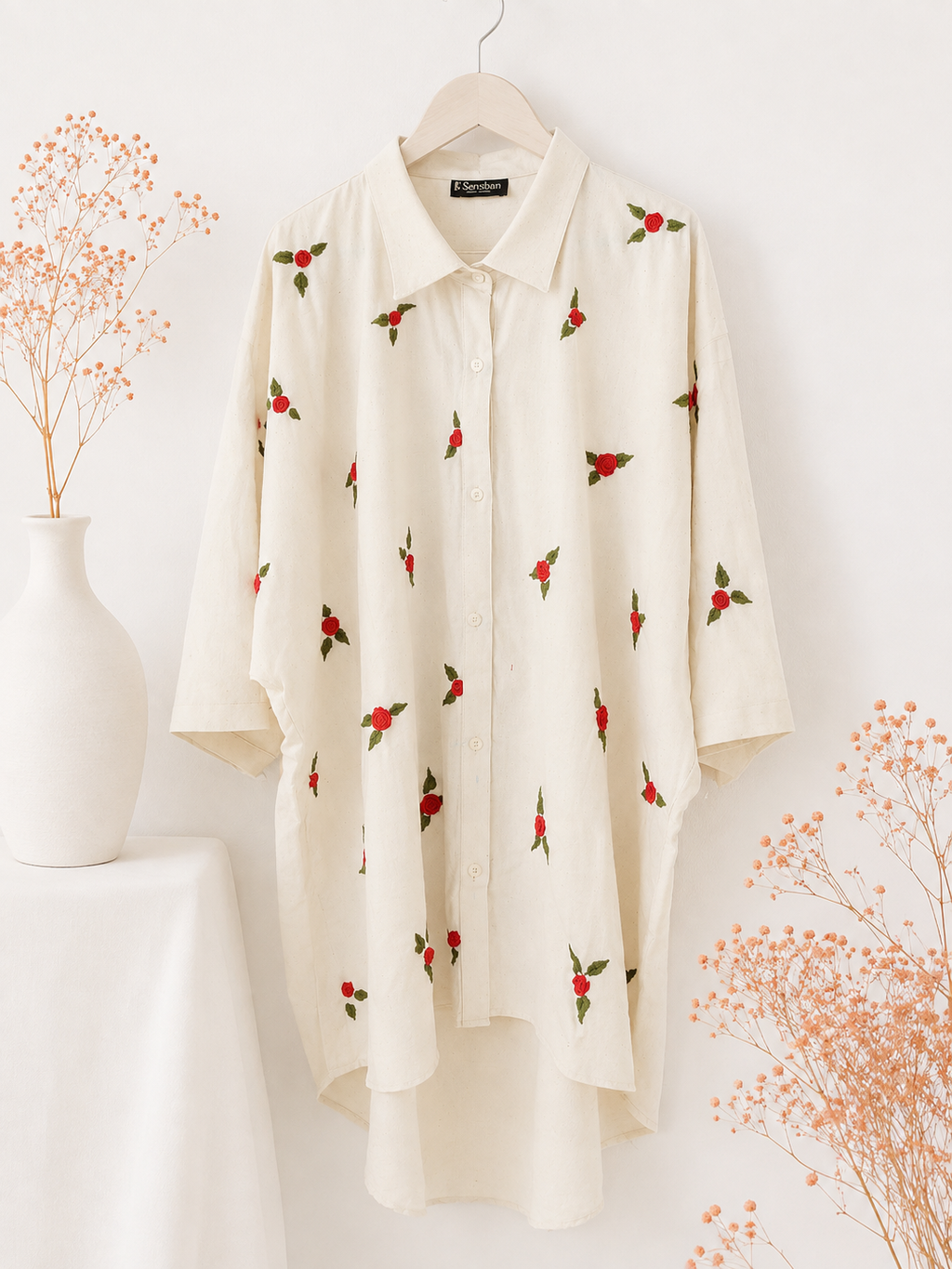 100% Organic Cotton Shirt with Hand Embroidery