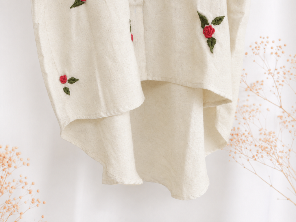 100% Organic Cotton Shirt with Hand Embroidery