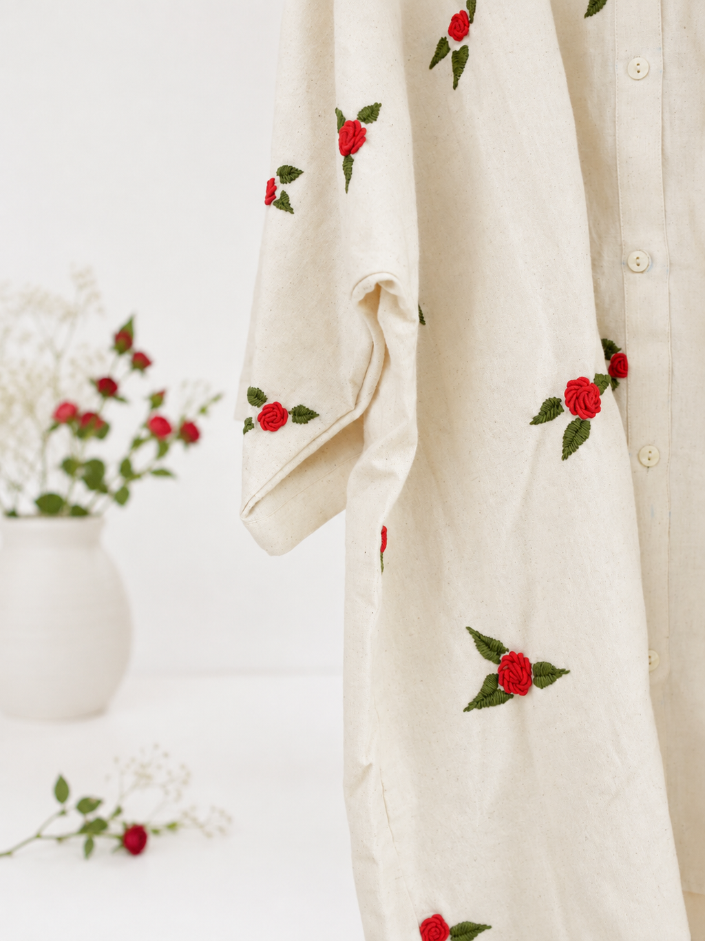 100% Organic Cotton Shirt with Hand Embroidery