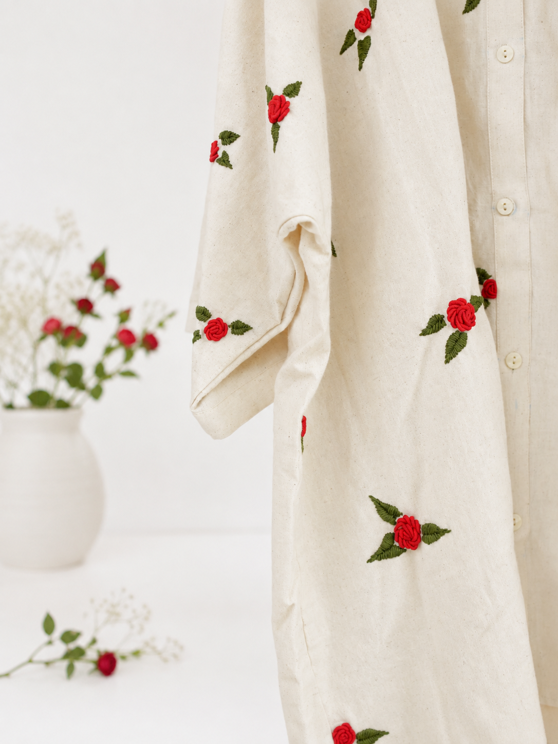 100% Organic Cotton Shirt with Hand Embroidery