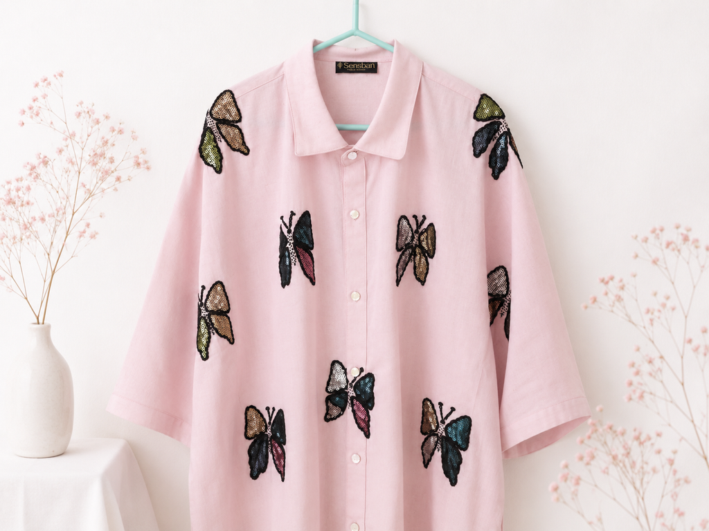 100% Organic Cotton Shirt with Applique Work