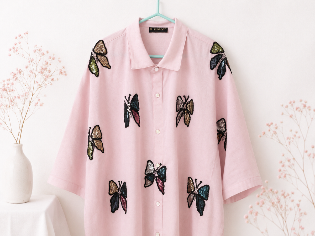 100% Organic Cotton Shirt with Applique Work
