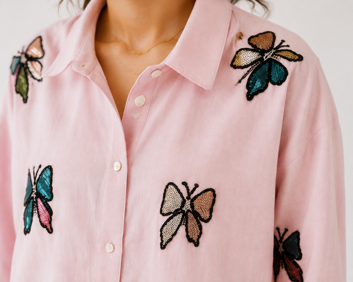 100% Organic Cotton Shirt with Applique Work