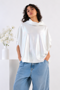 Iridescent Cowl-Neck Cape Unisex Top