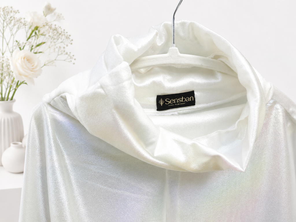 Iridescent Cowl-Neck Cape Unisex Top