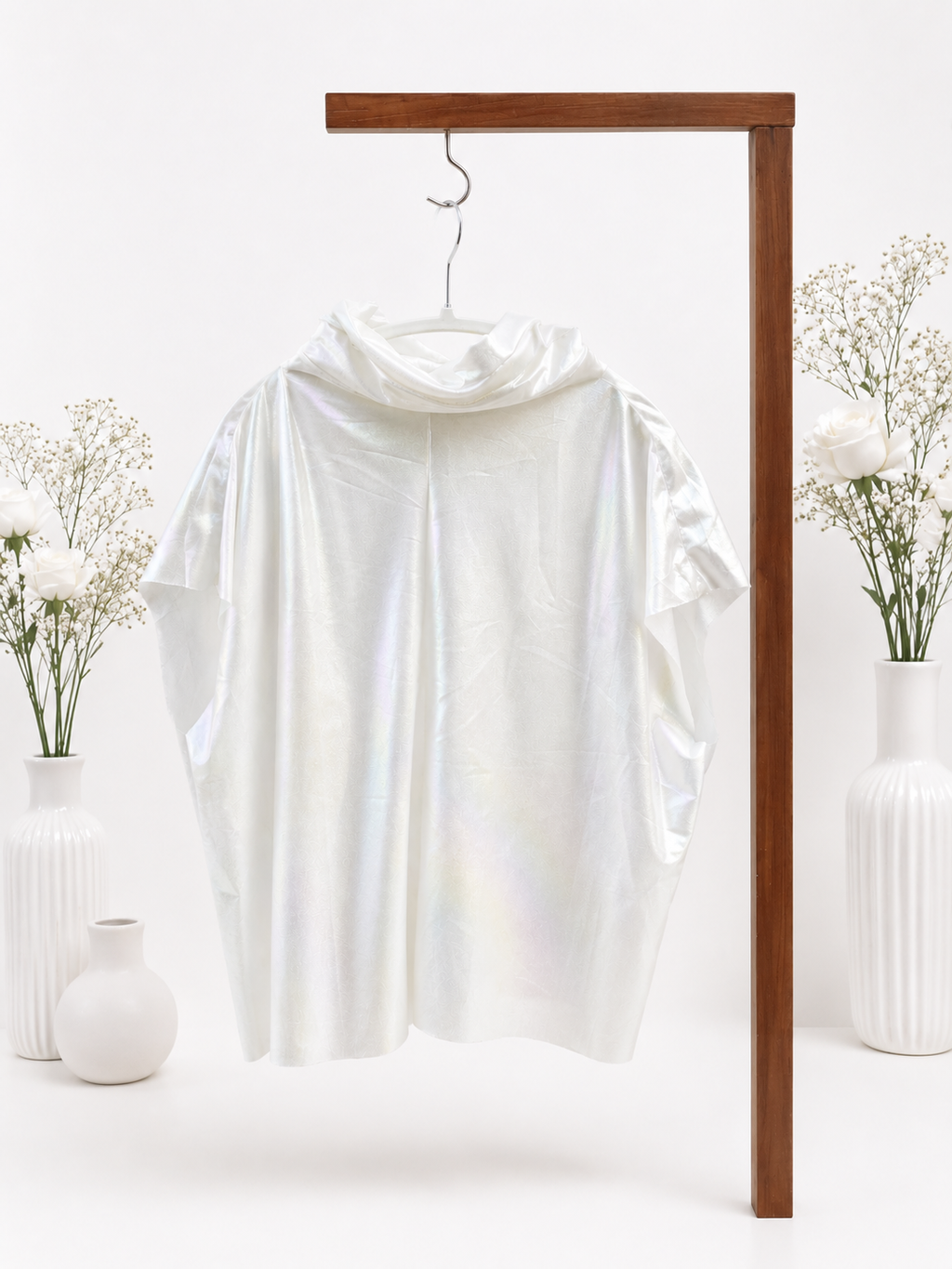 Iridescent Cowl-Neck Cape Unisex Top