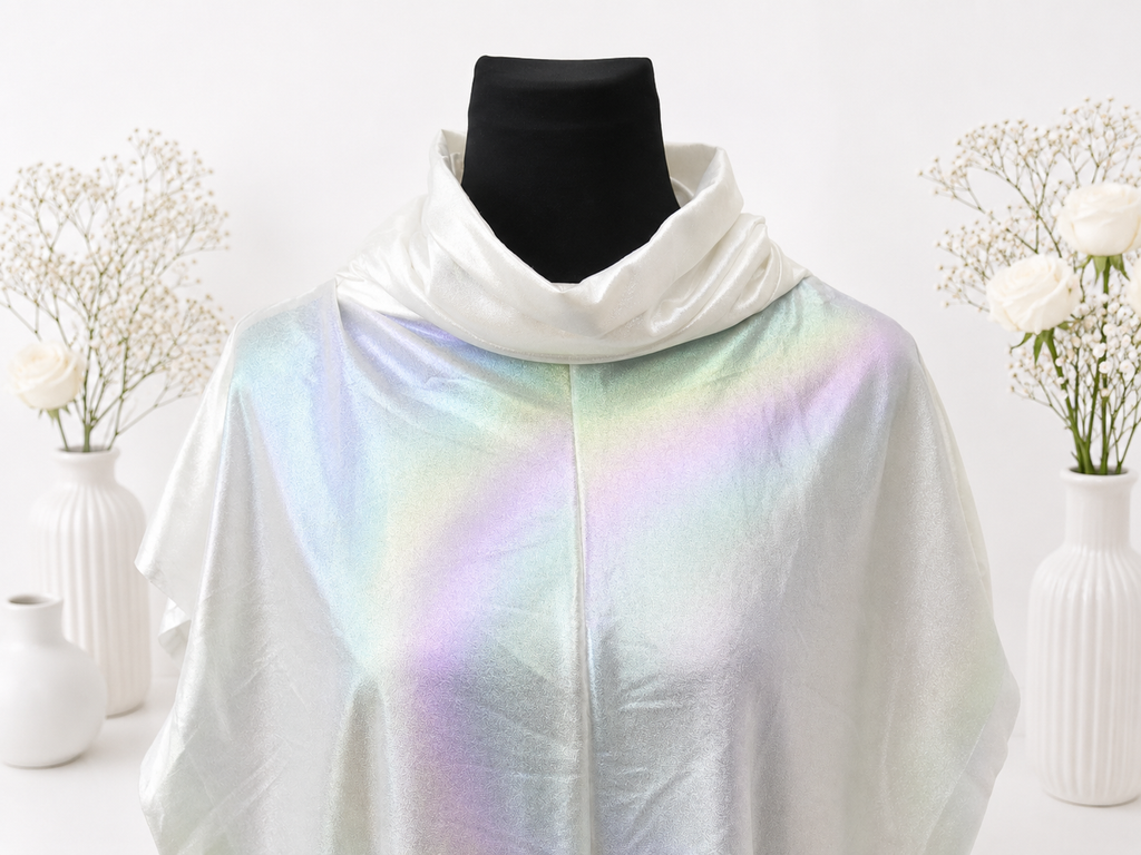 Iridescent Cowl-Neck Cape Unisex Top