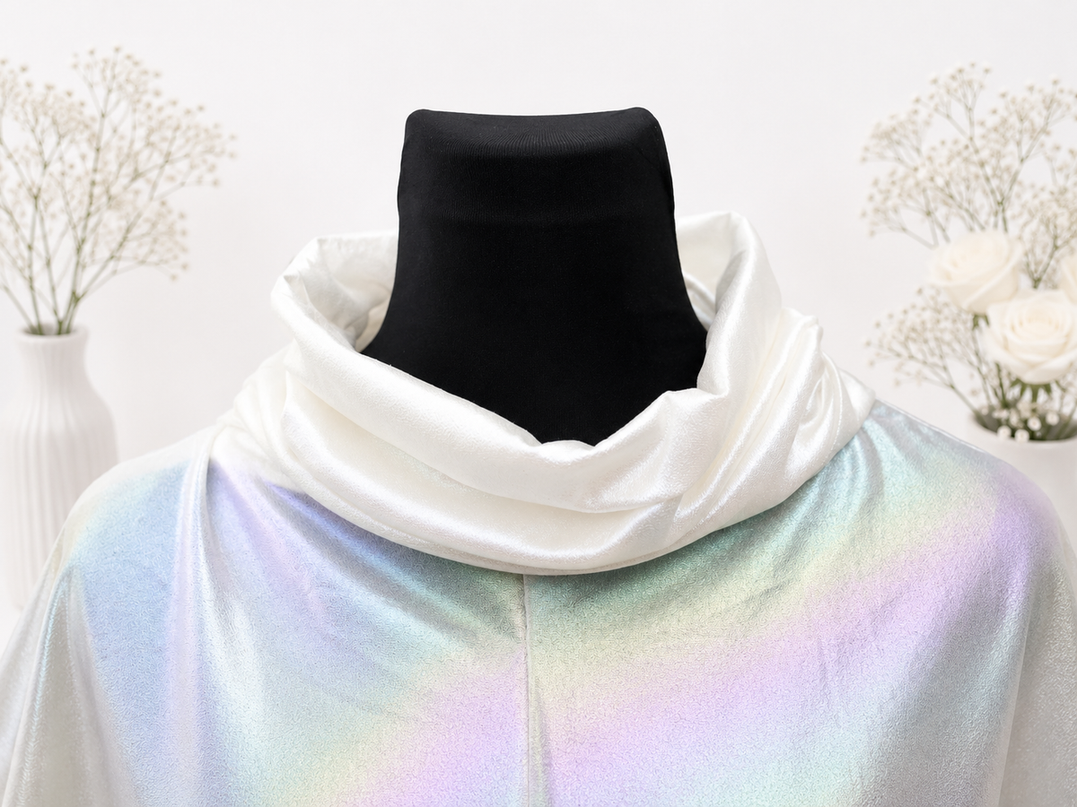 Iridescent Cowl-Neck Cape Unisex Top