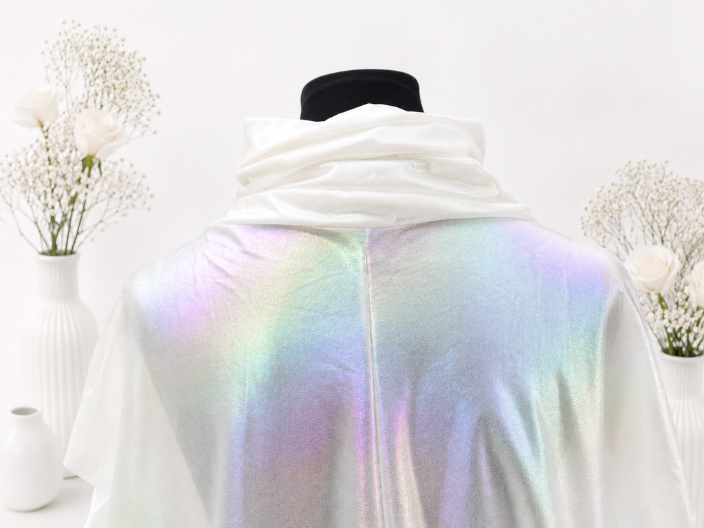 Iridescent Cowl-Neck Cape Unisex Top