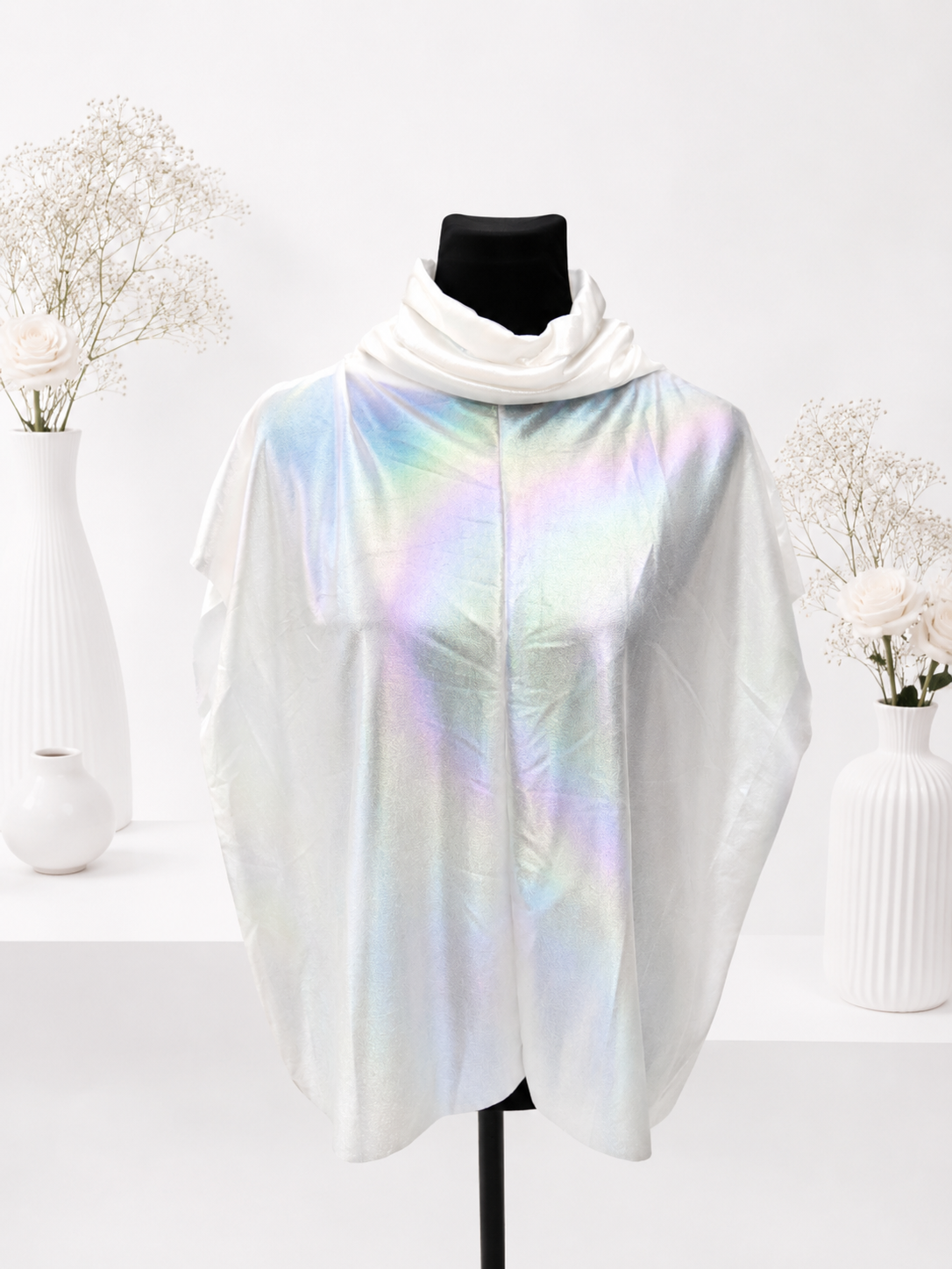 Iridescent Cowl-Neck Cape Unisex Top