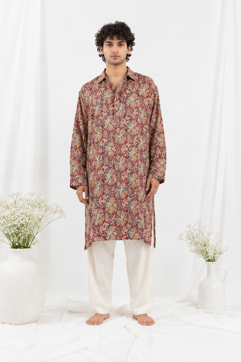 Kalamkari-style floral Unisex Kurta