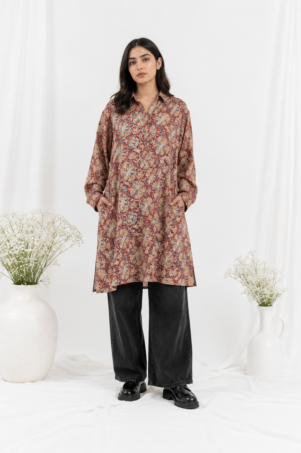 Kalamkari-style floral Unisex Kurta