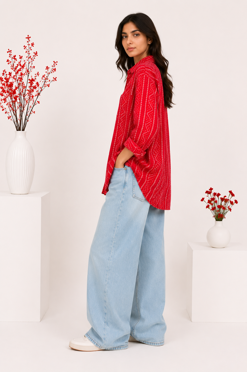 Laal Bandhani Shirt