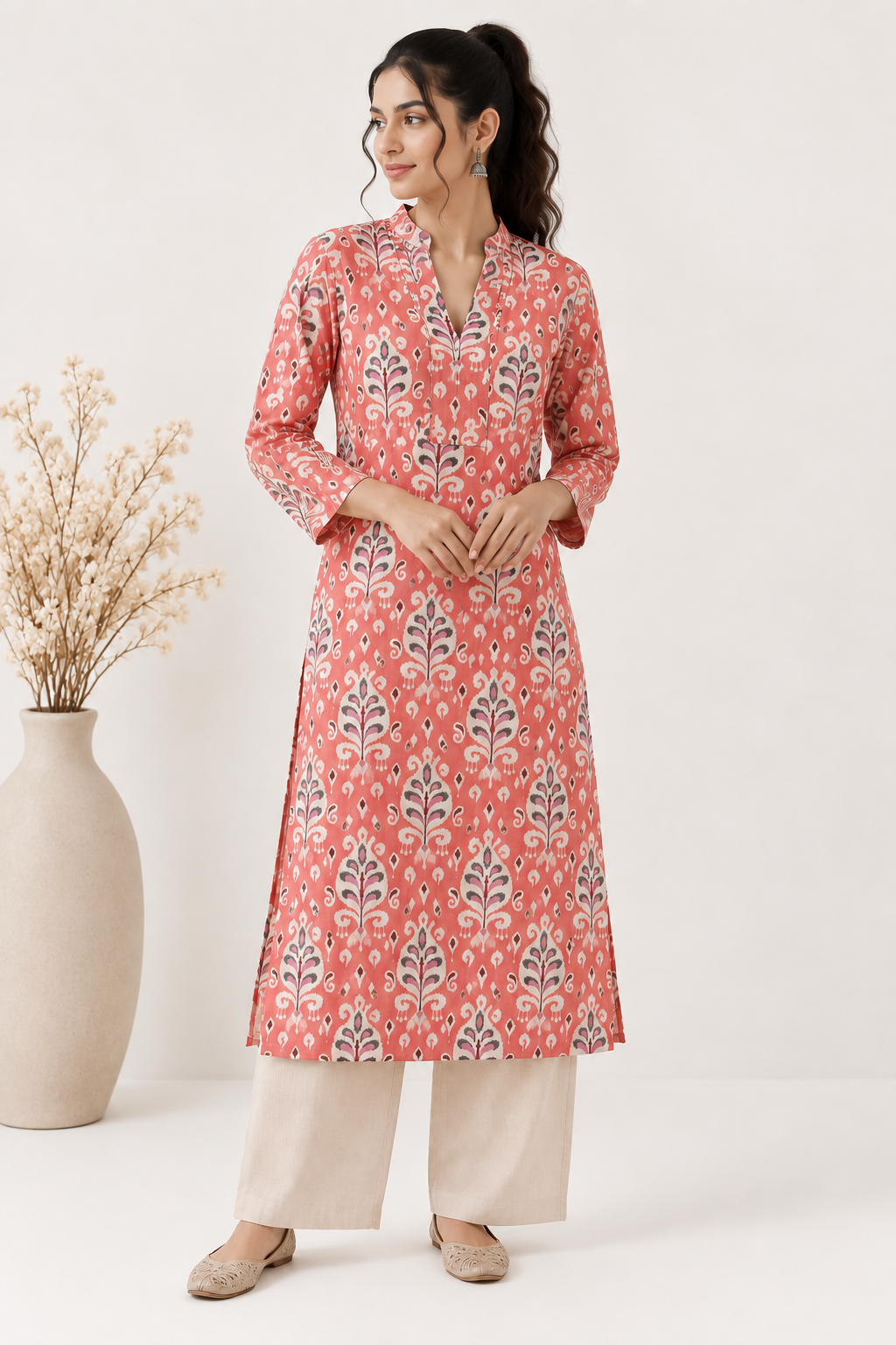 Coral Bloom Printed Kurta