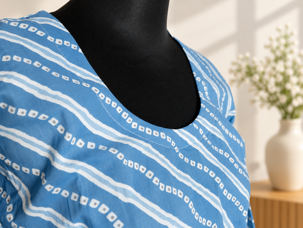 Blue Ripple Umbrella-Cuff Top