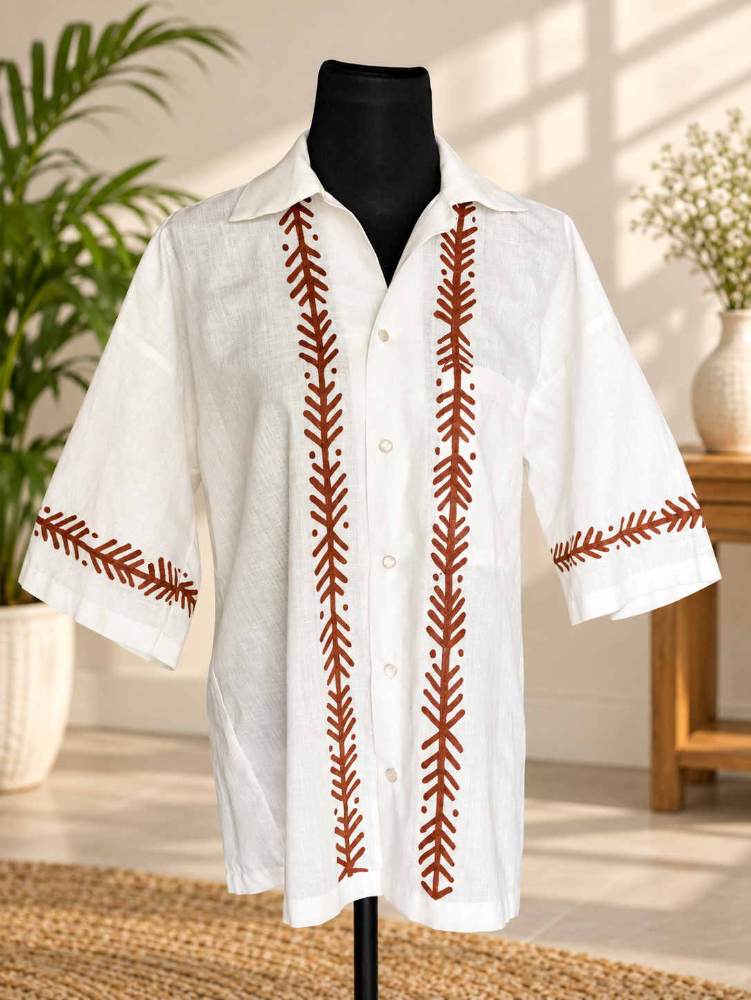 Hand-Painted Forest Trail Unisex Cotton Shirt