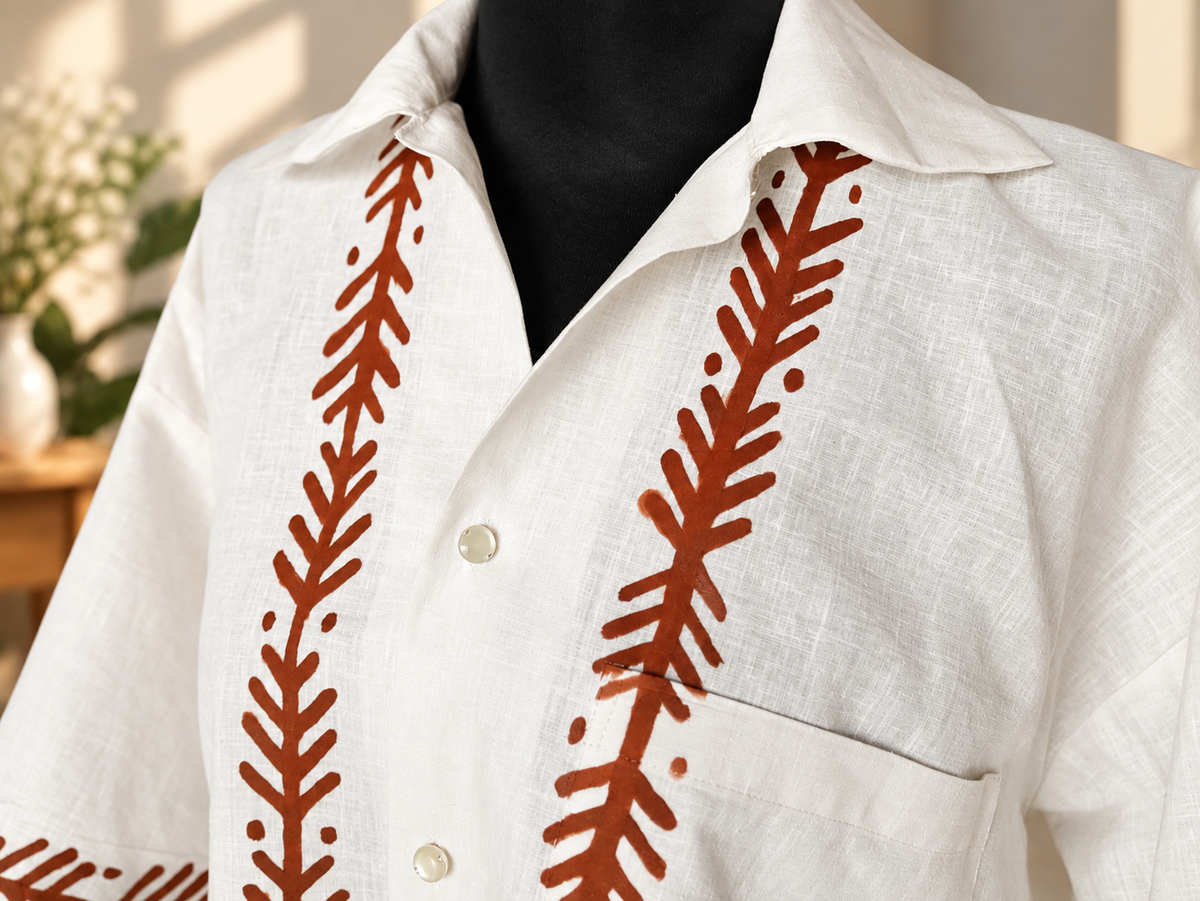 Hand-Painted Forest Trail Unisex Cotton Shirt